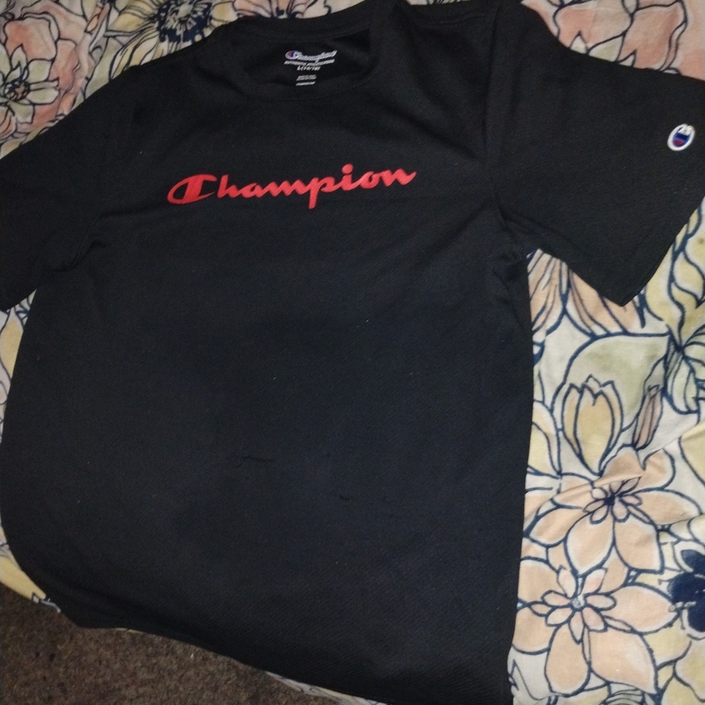 Champion Black T-Shirt with Red Logo
